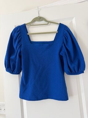 a new day Royal Blue Square Neck Puff Sleeve Top